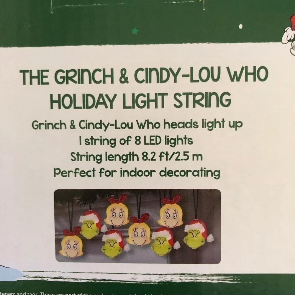 Grinch & Cindy Lou Who 8 Blow Mold String Lights NEW Christmas Decoration